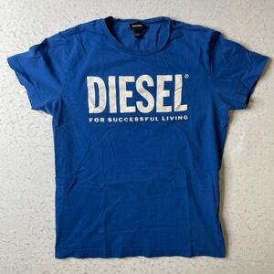 Diesel For Successful Living Blue Graphic Tee Shirt Mens Large Short Sleeve L